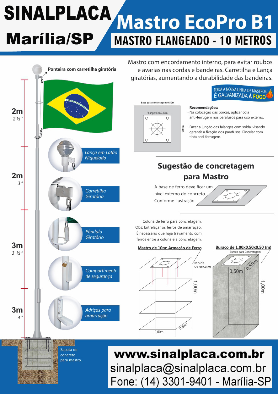 Mastro de Tubo de A�o Galvanizado � Fogo